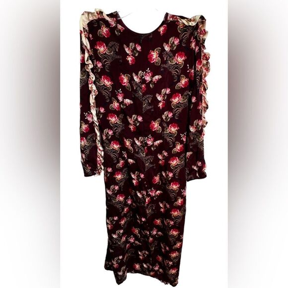 Mother Of Pearl flaw Midi Dress In Deep Purple Zebra Print Silk READ - Picture 10 of 11